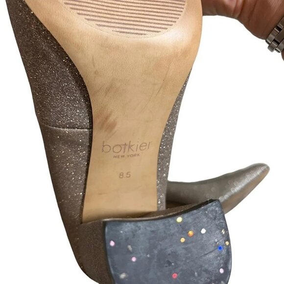 Botkier Anthropologie heels 8 silver glitter Valentina round toe chunky heel - Picture 7 of 8